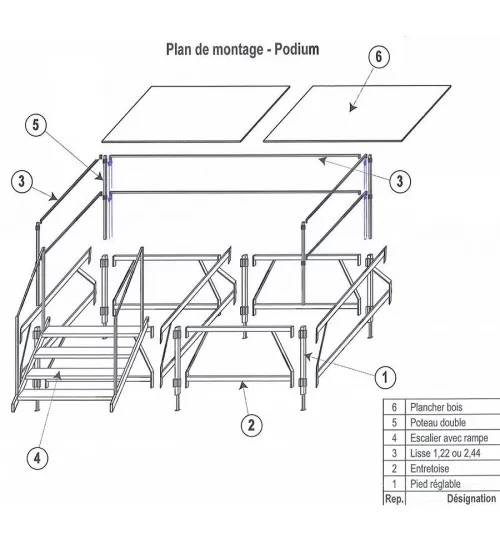 Fabrication scene de spectacle podium et estrad avec des normes universelle 1.22x 1.22