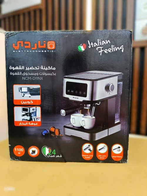 NARDI machine à café 2en1 capsules/café moulu touches digitales 1100w 20 bars 2 tasses