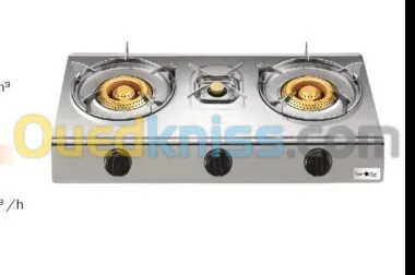 Réchaud à gaz butane en acier 3 feux Inox auto-allumage 
