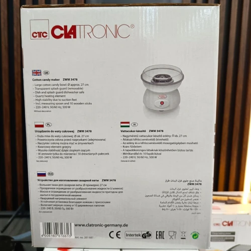 CLATRONIC Machine à Barbe a papa Coton Compact 500w 27 Cm