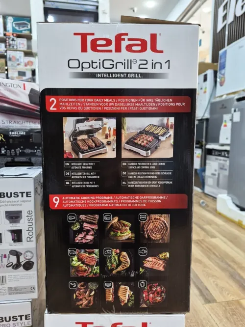 TEFAL OptiGrill 2en1 Intelligent Grill viande 9 programmes 2100w NOIRE