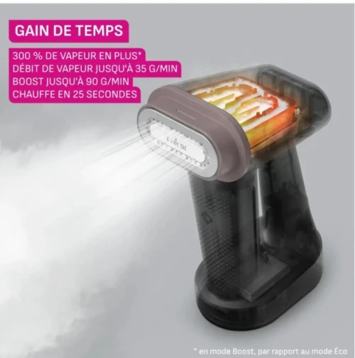CALOR Pure Force 3en1 Défroisseur à main/fer à repasser/nettoie 1800w 90g