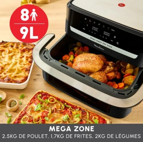 MOULINEX Dual Easy Fry Flex Air Fryer friteuse à air 9L 8 personne