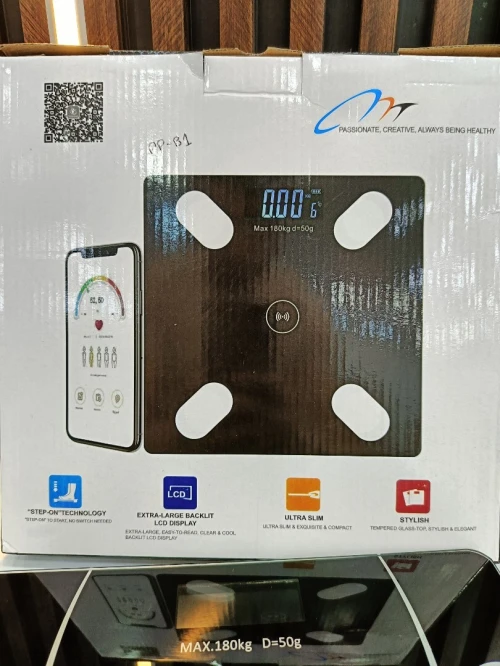 Pèse personne connecté bluetooth en verre trempé afficheur digital