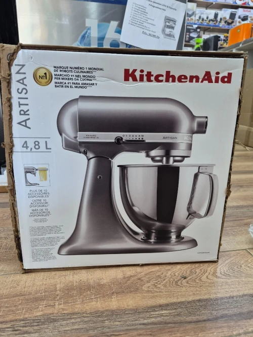 KitchenAid Pétrin robot pâtissier à tête inclinable mono Bol 4.8L 1Kg Gris Argent
