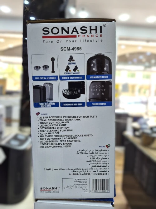 SONASHI Machine à café 3en1 Capsules NESPRESS/Dolce Gusto/Poudre 20 bars 1400w Tactile
