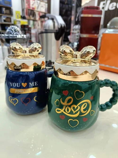 Chopes tasses café au lait avec couvercle en céramique