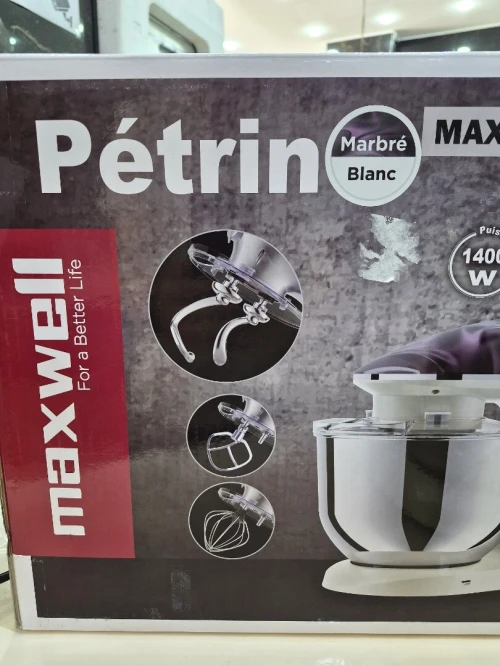 MaxWell Pétrin Double crochet 1400w 1.5Kg 6L Blanc/marbre