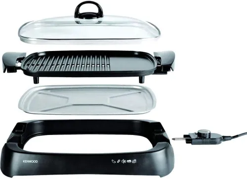 KENWWOD Health Grill Grille barbecue électrique avec couvercle en verre 1700w 58cm