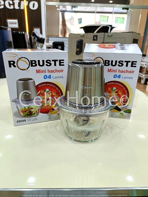 ROBUSTE Mini Hachoir 400w 4 lames Bol En verre