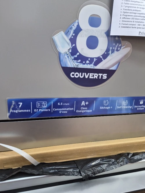 CONDOR Minuxa Mini Lave vaisselle pose libre 8 couverts 7 programmes SILVER