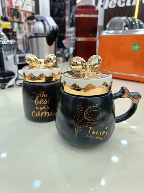 Chopes tasses café au lait avec couvercle en céramique