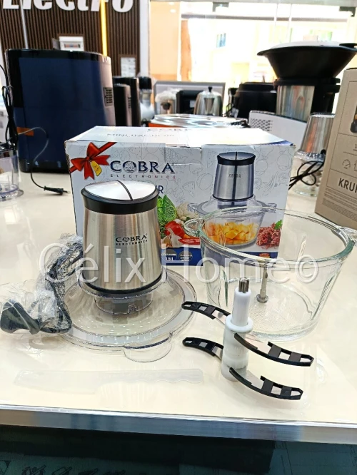 COBRA Mini hachoir 400w bol en verre 2 vitesses 1.5L 4 lames