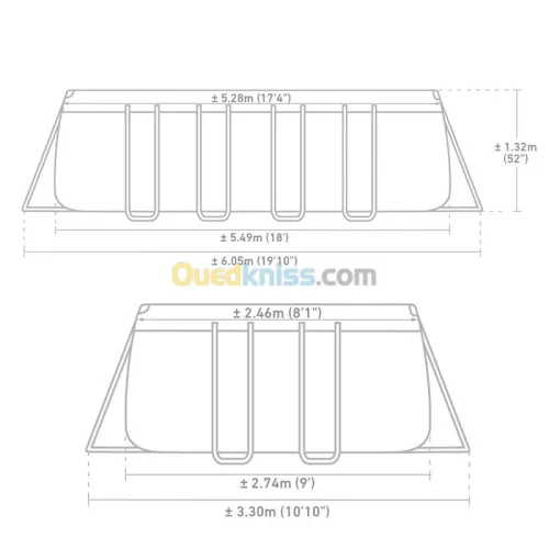 Piscine Intex XTR rectangulaire 5.49, 7.32, 9.75