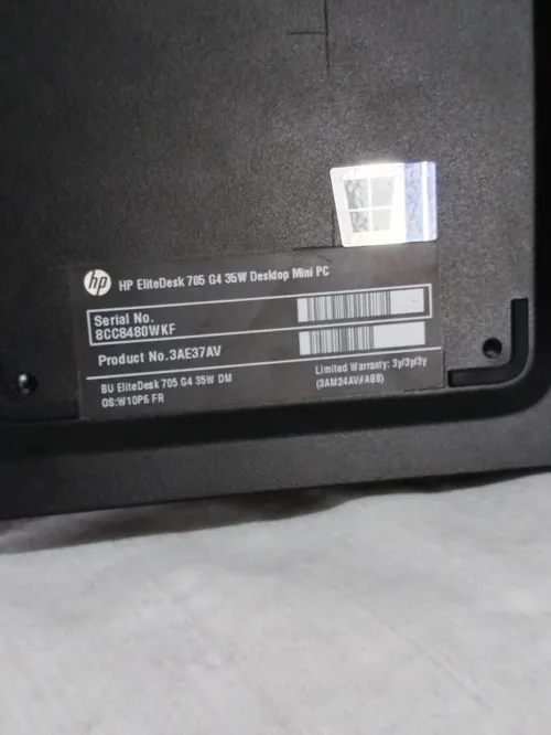 HP EliteDesk 705 G4 Mini PC   Ryzen 5 2400G | 8Go RAM | SSD 256Go nvme