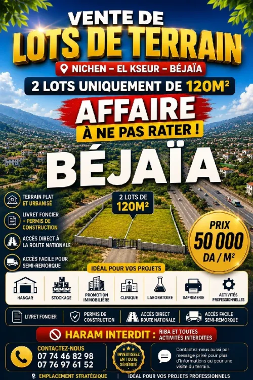 Vente Terrain Béjaïa El kseur
