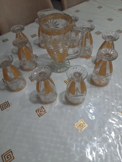 Service à eau 12 verres doré 