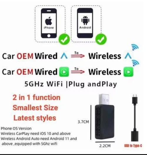 Adaptateur sans fil 2025, Dongle Android Auto & CarPlay Sans Fil Dites adieu aux câbles !