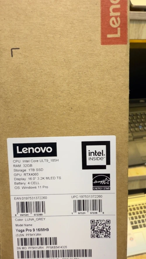 Lenovo Yoga Pro 9i 16" Ultra 9 185H NVIDIA RTX 4060 32GB RAM 1TB SSD 3.2K Mini-Led 165Hz Tactile
