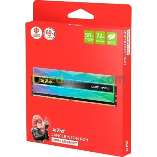 RAM DDR5 XPG LANCER NEON RGB 16GO 6000MHZ