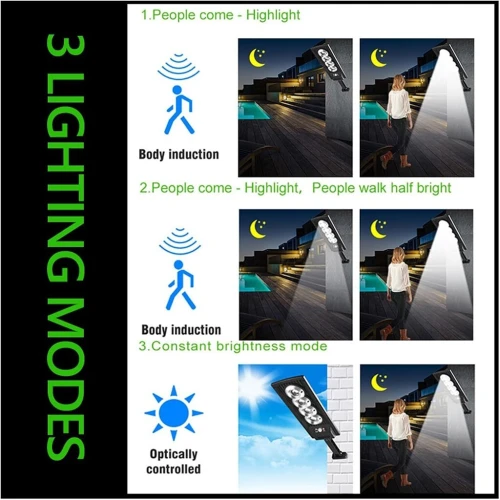 Lampadaire solaire étanche IP67 avec télécommande  مصباح خارجي