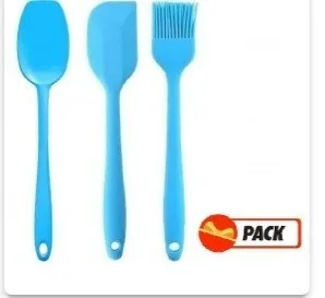 Pack De 3 (Spatule, Pinceau Et Cuillère) En Silicone Bleu