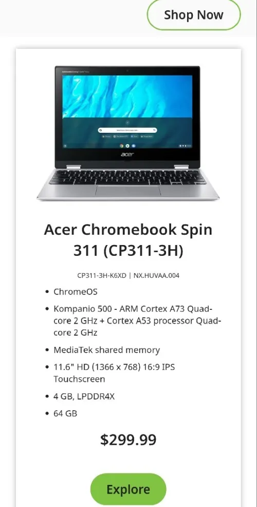Acer Chromebook spin 311