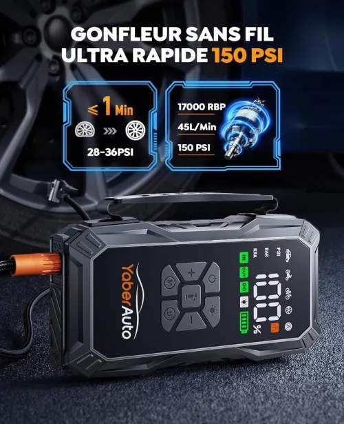 Booster Batterie Voiture avec Compresseur D Air 150PSI 6000A