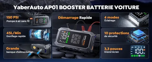 Booster Batterie Voiture avec Compresseur D Air 150PSI 6000A