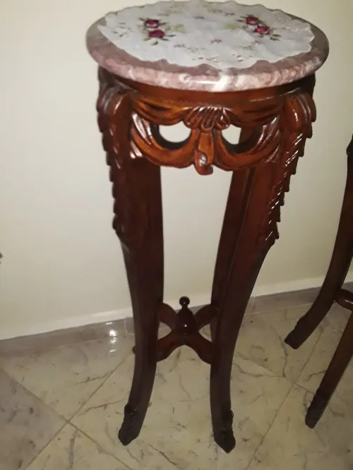2 Table de coin en bois hétre avec marbre