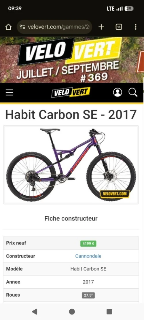 Cannondale carbone 