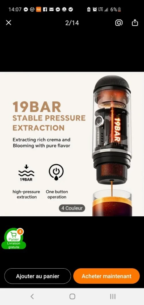 Machine espresso portable 19 bar