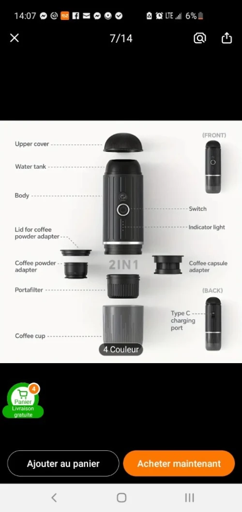 Machine espresso portable 19 bar