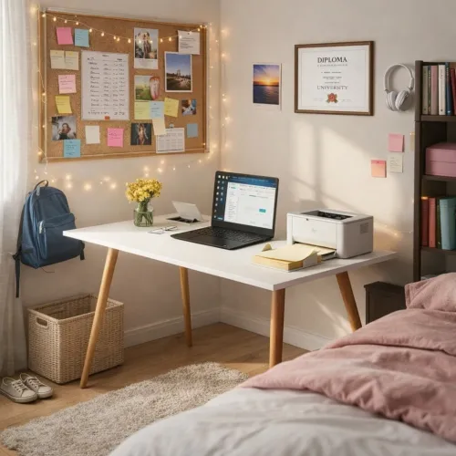 table coiffeuse et bureau 2X1 style scandinave