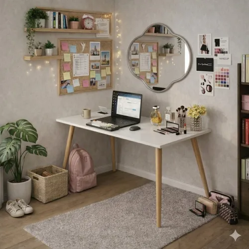table coiffeuse et bureau 2X1 style scandinave