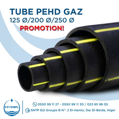 TUBE PEHD PE GAZ DN20|DN40|DN63|DN110|DN125|DN160|DN200|DN250