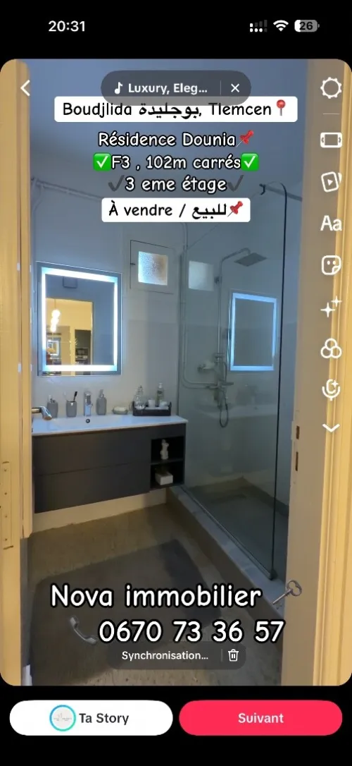 Vente Appartement F3 Tlemcen Tlemcen