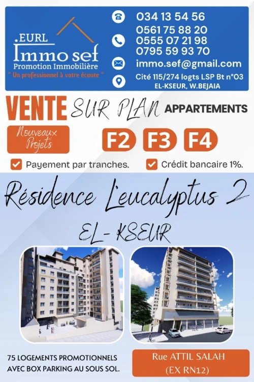 Vente Appartement F3 Béjaïa El kseur