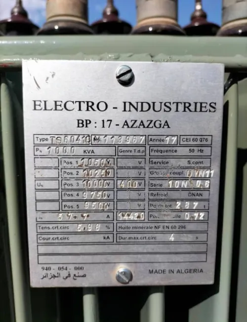 Poste transformateur 1000 kva