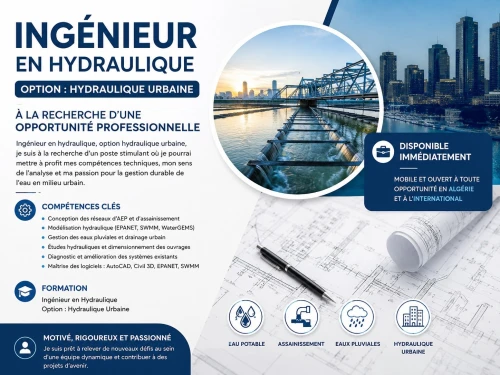 Ingénieur en hydraulique option hydraulique urbaine