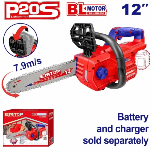 Scie à chaîne, tronçonneuse à bois 12" 20v sans fil solo (ni chargeur ni batterie)