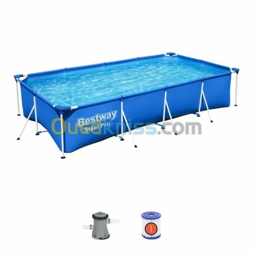 Piscine hors sol rectangle Steel Pro 400 x 211 x 81 cm bleu clair 56424 BESTWAY