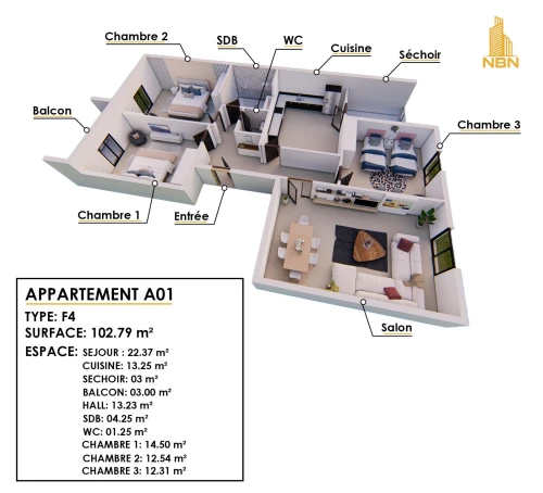 Vente Appartement F4 Oran Oran
