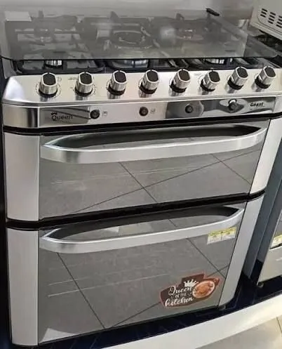 Cuisinière 5 feux geant Queen pro double four inox
