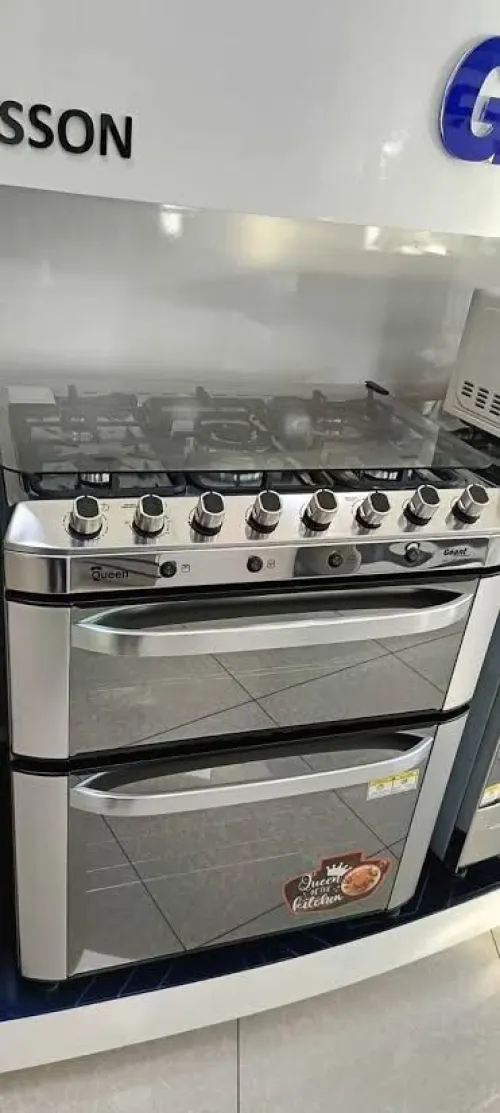 Cuisinière 5 feux geant Queen pro double four inox