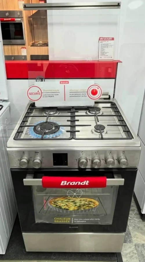 Cuisinière BRANDT Inox Chaleur brassée à four GAZ/Électrique 