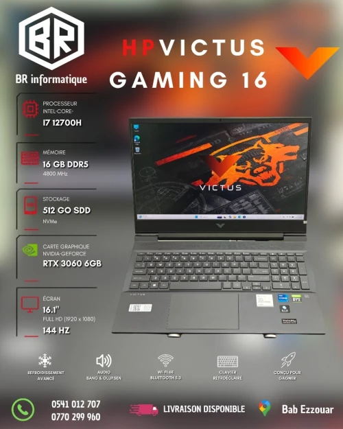 HP VICTUS GAMING 16 INTEL CORE I7 12700H 16GB 512GB SSD NVME 16,1 FULLHD IPS 144Hz RTX 3060 6GB
