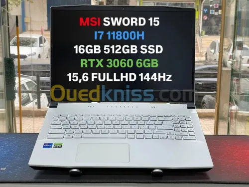 MSI SWORD 15 I7 11800H 16GB 512GB SSD RTX 3060 6GB 15,6 FULLHD 144Hz 