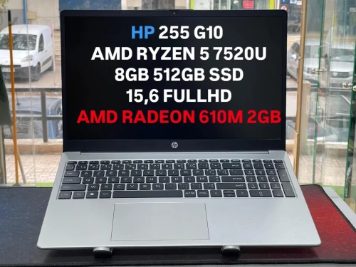 HP 255 G10 RYZEN 5 7520U 8GB 512GB SSD 15,6 FULLHD AZERTY LUMINEUX NEUF SOUS EMBALLAGE 