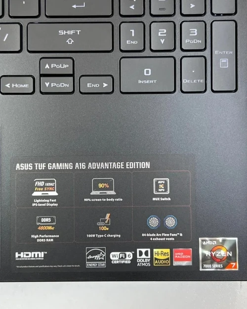 ASUS TUF A16 RYZEN 7 7735HS 16GB 512 GB SSD RX 7700S 8GB NEUF SOUS EMBALLAGE JAMAIS UTILISÉ 